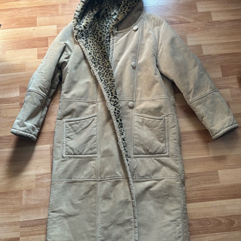 Amazing Vintage Marvin Richards Suede Women's Coat with Leopard Print Lining